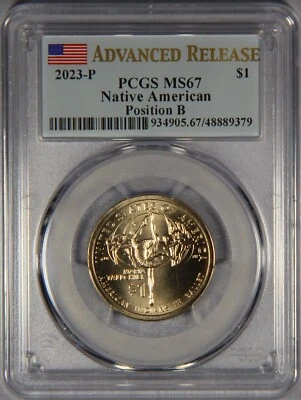 2023-P PCGS MS67 Sacagawea Native American Dollar Position B Advanced Release - Image 1 of 3