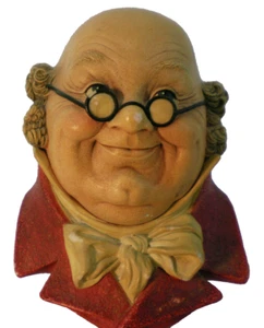 Chalkware Charles Dickens Mr. Pickwick BOSSONS England wall hanging head 1964 - Picture 1 of 12