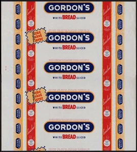 Vintage bread wrapper GORDONS WHITE Los Angeles California unused new old stock - Picture 1 of 2