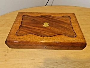 ANTIQUE OAK WITH BRASS INLAY CUTLERY CANTEEN CASE / 2 TIER CASE - Picture 1 of 8