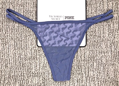 Victoria's Secret ROSA NUEVO CON ETIQUETAS XXL Azul Tirantes Tanga Panty Logo Malla Lindo Sexy Foto 1 de 4