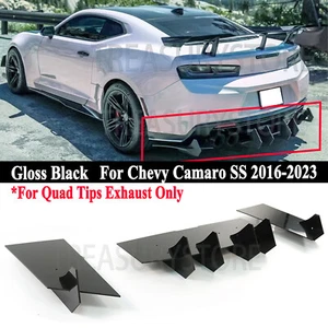 For Chevy Camaro SS 16-23 V2 Gloss Black Rear Diffuser Splitter Side Spat Apron - Picture 1 of 12