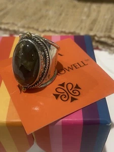 Judy Crowell Sterlingsilber Ring ausgefallener Edelstein & Labradorit im Schliff - Größe 7 - Bild 1 von 8