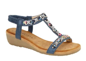 Cipriata L072C elegante Damen-Sandale Sommer Strand Wandern mit Schmucksteinen Fersenriemen - Bild 1 von 2