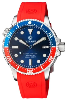 Reloj de buceo Deep Blue Master 1000 44 mm automático para hombre negro azul rojo correa Pepsi Foto 1 de 4