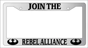 Chrome METAL License Plate Frame JOIN THE REBEL ALLIANCE - Picture 1 of 1