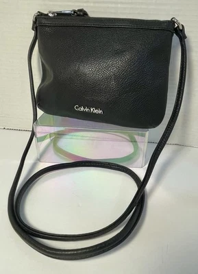 Calvin Klein Crossbody Purse Bag Small Black Soft Pebbled Leather - Image 1 of 4