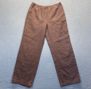 Merona Wide Leg Dress Pants,Lined Women's Size 14 Brown Pants,100% Linen - Picture 1 of 9