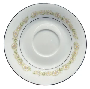 NORITAKE TRILBY # 6908 6" UNTERTASSE ~ WEISS & GRAU GÄNSEBLÜMCHEN mit PLATINRAND - Bild 1 von 3