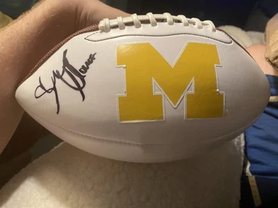 Coach Sherrone Moore Signed Michigan Wolverines UM Logo Football! JSA COA! - Image 1 of 4