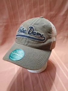 Notre Dame LEGACY Old Favorite Trucker Cap Men's Snapback Green Cotton Mesh NWT - Picture 1 of 13