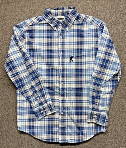 Disney Parks Button Down Tasche Herren M blau weiß kariert Mickey Mouse bestickt - Bild 1 von 11