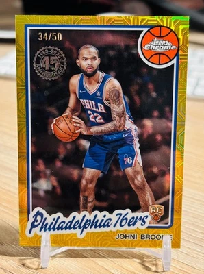 2025-26 Topps Chrome Basketball 45th Johni Broome RC Gold Mojo Rookie /50 76ers - Image 1 of 2