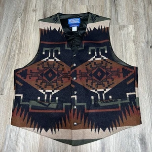 Vtg Pendleton Aztec Vest Sz XL Southwestern Native Button High Grade Western - Picture 1 of 7
