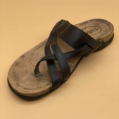 Sandalias Taos The Perfect para mujer EE. UU. 7 negras de cuero con punta deslizable zapatos cómodos Foto 1 de 4