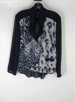 Black Label By Chico's Womens Multicolor Animal Print Full-Zip Jacket Size 1 - Image 1 of 4