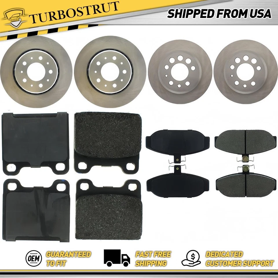 Front & Rear OE Brake Rotors Brake Pads Kit for 1988-1990 Volvo 760 2.3L - Image 1 of 1