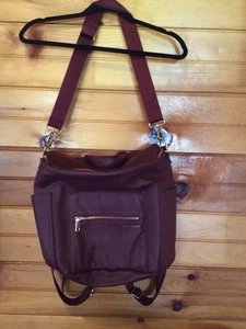 Fawn Design Original Leather Diaper Bag - Solid Wine Color - Gently Used - Picture 1 of 17