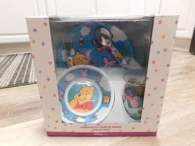 NEW Disney Store Winnie the Pooh Dinnerware Set - Plate Bowl Tumbler Fork Spoon - Image 1 of 4
