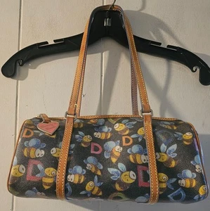 Dooney & Bourke Multicolor Bumble Bees Coated Canvas Leather Hobo Shoulder Bag - Picture 1 of 5