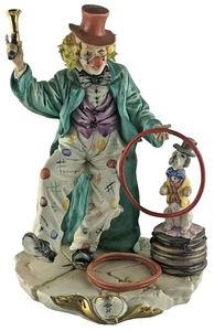 Vintage Capodimonte Porzellan Clown mit Pistole und 3 Ringen und Hund Made in Italy 4 - Bild 1 von 12
