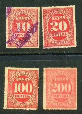 Estampillas de Brasil franqueo adeudadas Sc# J1-2, J4-5 1889 Foto 1 de 2