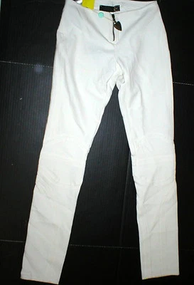 Nuevos Pantalones para Mujer Diseñador Just Cavalli Italia 40 4 Slim Trabajo Moto Off White Nuevos con Etiquetas Foto 1 de 4