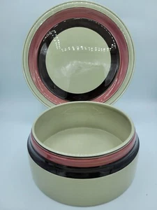 VTG Richard Ginori Italy Art Pottery Serving Set Platter & Bowl Pink Black Beige - Picture 1 of 6