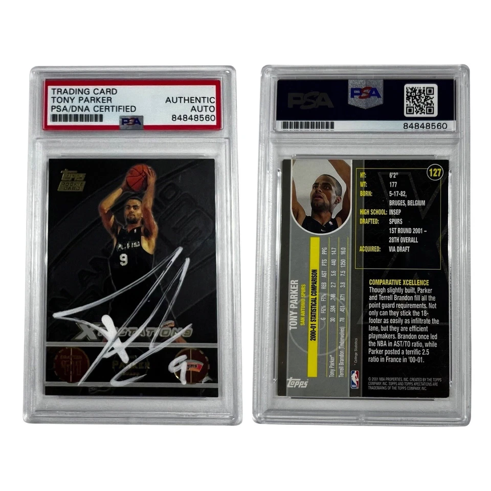 2001 Tony Parker Autographed Topps Xpectations Rookie #127 PSA Authentuc Auto - Image 1 of 1