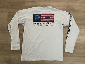 Pelagic Aquatek Shirt Mens Medium Gray UPF 50 Performance Fishing Nylon 