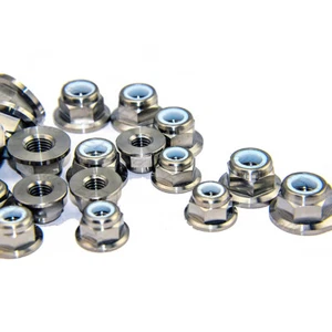 Titanium Nyloc Self Locking Hex Flange Nuts M6 M8 M10 for Motorcycle Conversion - Picture 1 of 11