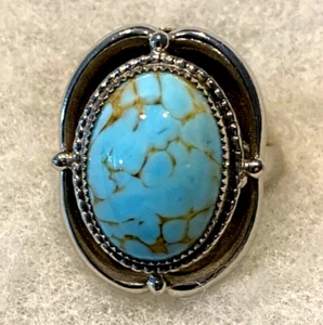 Whiting & Davis verstellbarer silberfarbener Ring mit künstlichem Türkis - Bild 1 von 10