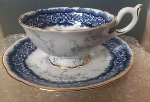 Vtg Coalport England Bone China Dalemere Tea/Coffee Cup/Saucer White/Cobalt Blue - Picture 1 of 19