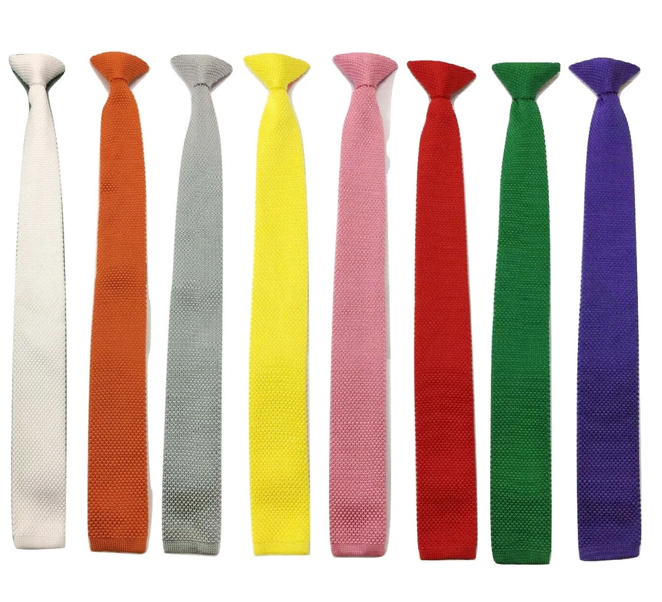 Men's Clip On Knit Knitted Tie Slim Skinny Woven Silky father day world book day - Image 1 of 1