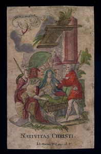 santino incisione 1700 NATIVITA' dip. a mano WILL - Foto 1 di 1