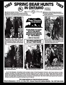 1983 NEBLIGER BERGFÜHRER SERVICE BÄRENJAGD ONTARIO KANADA VINTAGE DRUCK ANZEIGE - Bild 1 von 1
