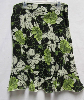 WORTHINGTON 8P Falda 28 Cintura Negra Multi Estampado Floral Cremallera Lateral Carrera.    Foto 1 de 2