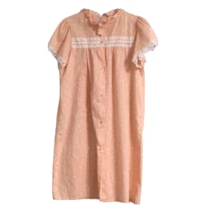 Vintage Nightgown Cotton Blend Peach Lace Ruffle Womens Size Medium - Picture 1 of 6
