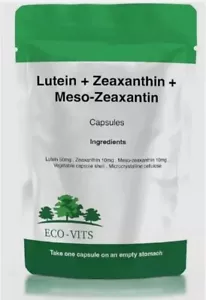 Lutein Zeaxanthin & Meso-Zeaxanthin 70mg Capsules –Eye Health & Vision Support - Picture 1 of 2