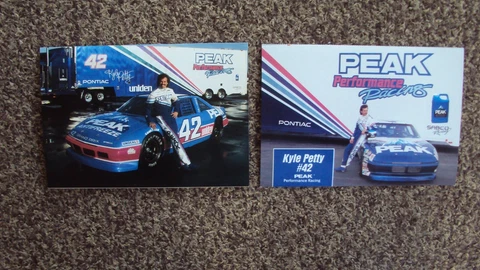 Lot of 2 different - Kyle Petty #42 " PEAK ANTIFREEZE " Winston NASCAR POSTCARD Cover