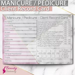 Manicura Pedicura Cuidado de Uñas Cliente Tarjeta de Registro Formulario Tratamiento Uñas Salón Barra A6 - Imagen 1 de 11
