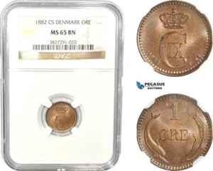 AC800, Denmark, Christian IX, 1 Øre 1882, Copenhagen, NGC MS65BN - Picture 1 of 1