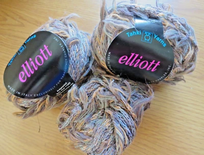 Tahki Yarns ELLIOT 95% Wool 5% Nylon Yarn Brown Orange 2 Balls & Partial- Italy - Image 1 of 4