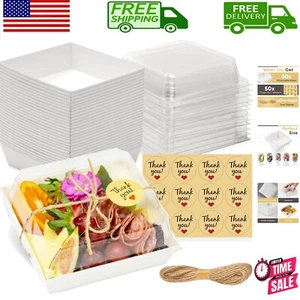50 Pack Disposable Charcuterie Boxes with Clear Lids - Perfect for Treats - Picture 1 of 8