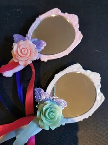 Kühlschrankmagnete Blumenspiegel rosa weiß mit Rose. Einzigartiges Geburtstagsgeschenk Kawaii - Bild 1 von 13