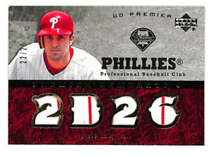 2007 Upper Deck Premier Chase Utley 22/26 Quad Jersey Patch Card Phillies