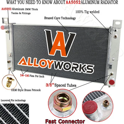 4 Row Radiator For 2003-14 Chevrolet Silverado GMC Yukon 1500 2500 3500 6.0L V8 - Image 1 of 4