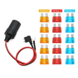 Car Cigarette Lighter for Car Charger 12V Socket Extension Fuse Tap Holder Lead - Photo 1 sur 13