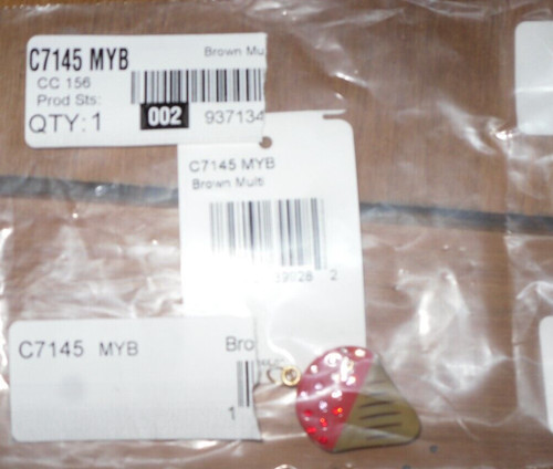 CIONDOLO PENDENTE COACH C7145 CONO DI NEVE CON CRISTALLI CHIARI E ROSSI **NUOVO CON ETICHETTE**