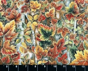 Tina Scrap 9"x21" Autumn Fall Leaves Colorful Season Tree Branch Cotton Fabric - Picture 1 of 1